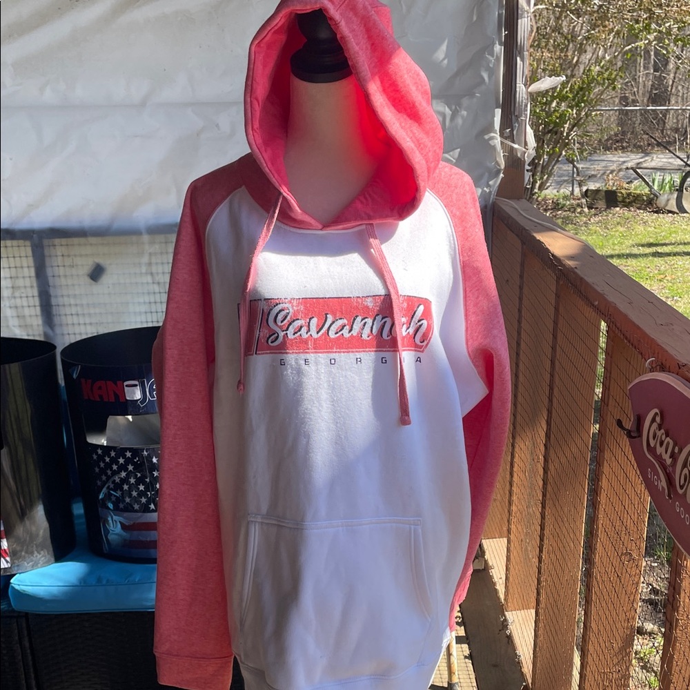 Savannah Women's Pink and White Hoodie